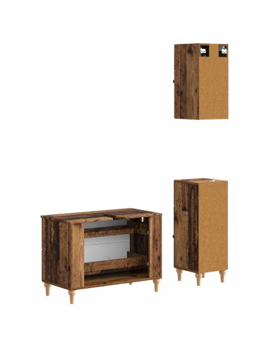 Set di armadietti da bagno in 3 pezzi ALKMAAR Legno antico