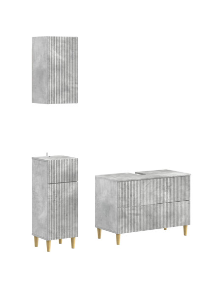 Set di armadietti da bagno in 3 pezzi ARNHEM Grigio Cemento