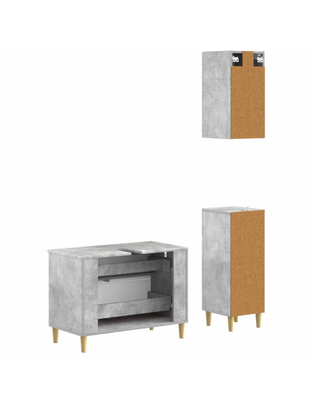 Set di armadietti da bagno in 3 pezzi ARNHEM Grigio Cemento