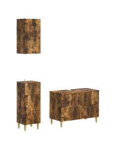 Set di armadietti da bagno in 3 pezzi ARNHEM Rovere Fumo