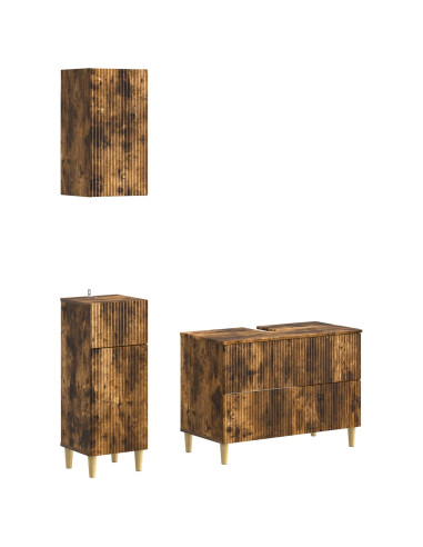 Set di armadietti da bagno in 3 pezzi ARNHEM Rovere Fumo