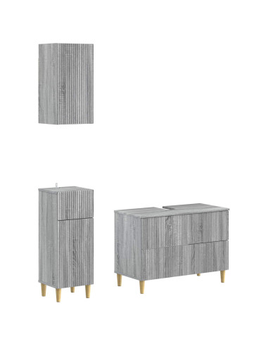 Set di armadietti da bagno in 3 pezzi ARNHEM Sonoma grigio