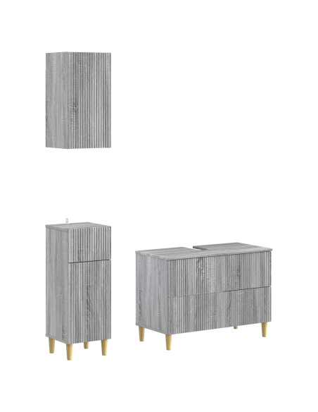 Set di armadietti da bagno in 3 pezzi ARNHEM Sonoma grigio