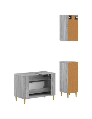 Set di armadietti da bagno in 3 pezzi ARNHEM Sonoma grigio