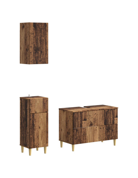 Set di armadietti da bagno in 3 pezzi ARNHEM Legno antico