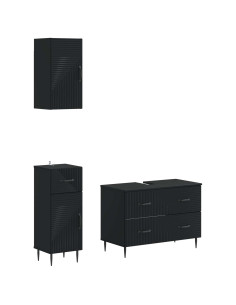 Set di armadietti da bagno in 3 pezzi HAARLEM Nero