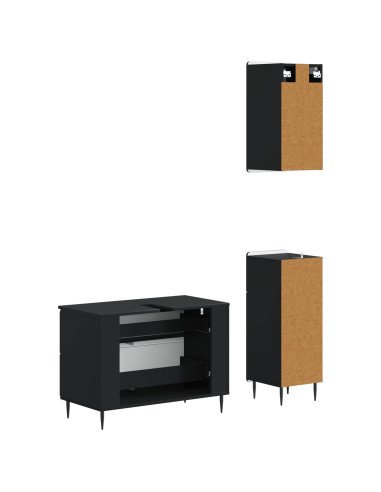 Set di armadietti da bagno in 3 pezzi HAARLEM Nero