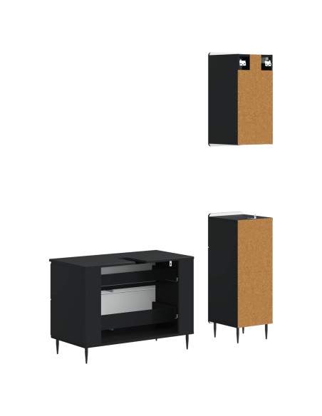 Set di armadietti da bagno in 3 pezzi HAARLEM Nero