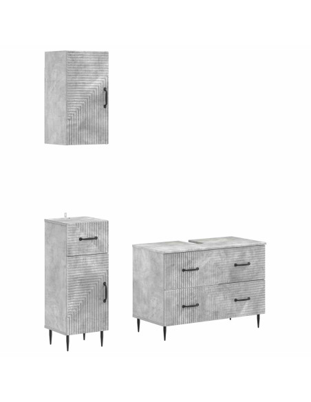 Set di armadietti da bagno in 3 pezzi HAARLEM Grigio Cemento