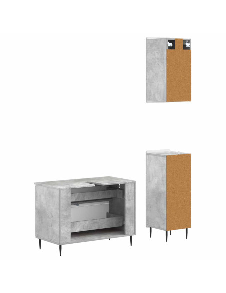 Set di armadietti da bagno in 3 pezzi HAARLEM Grigio Cemento
