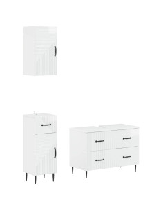Set di armadietti da bagno in 3 pezzi HAARLEM Bianco Lucido