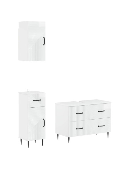 Set di armadietti da bagno in 3 pezzi HAARLEM Bianco Lucido