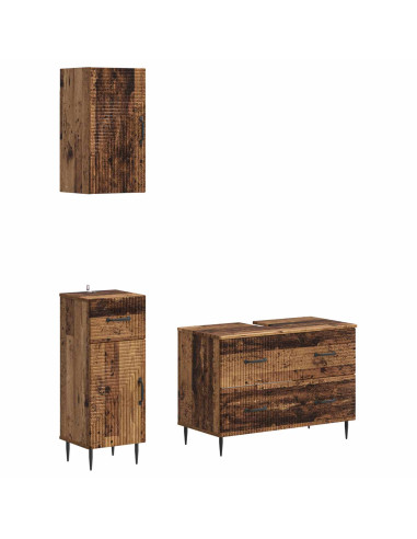 Set di armadietti da bagno in 3 pezzi HAARLEM Legno antico