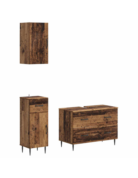 Set di armadietti da bagno in 3 pezzi HAARLEM Legno antico
