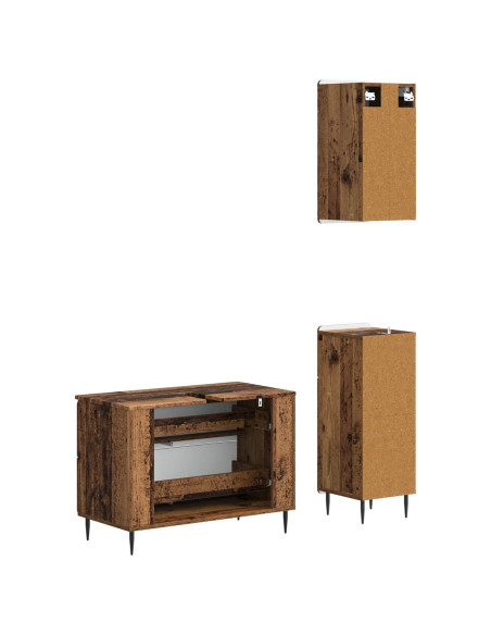 Set di armadietti da bagno in 3 pezzi HAARLEM Legno antico