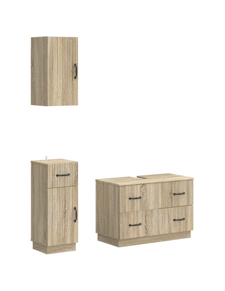Set di armadietti da bagno in 3 pezzi HOORN Rovere Sonoma