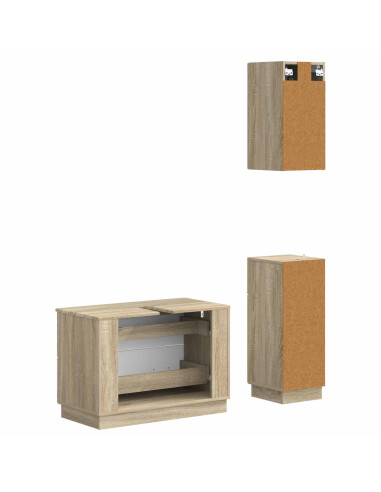 Set di armadietti da bagno in 3 pezzi HOORN Rovere Sonoma