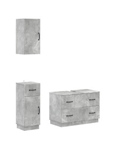 Set di armadietti da bagno in 3 pezzi HOORN Grigio Cemento