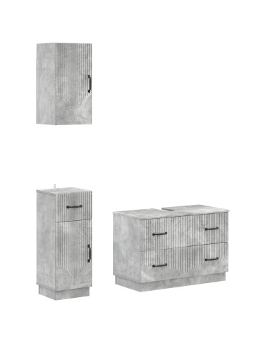 Set di armadietti da bagno in 3 pezzi HOORN Grigio Cemento