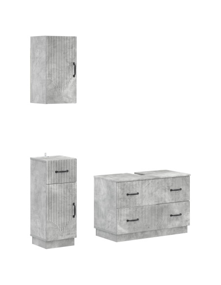 Set di armadietti da bagno in 3 pezzi HOORN Grigio Cemento