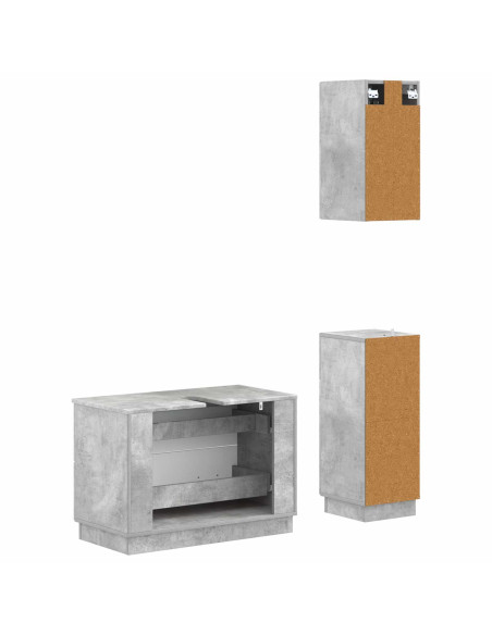 Set di armadietti da bagno in 3 pezzi HOORN Grigio Cemento