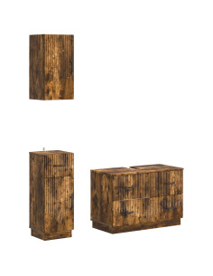 Set di armadietti da bagno in 3 pezzi HOORN Rovere Fumo