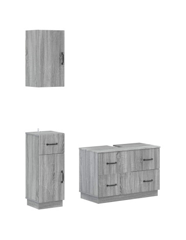 Set di armadietti da bagno in 3 pezzi HOORN Sonoma grigio