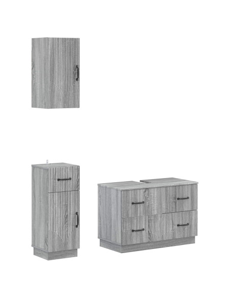 Set di armadietti da bagno in 3 pezzi HOORN Sonoma grigio