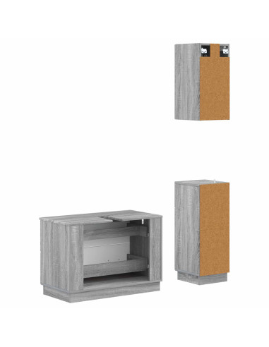 Set di armadietti da bagno in 3 pezzi HOORN Sonoma grigio