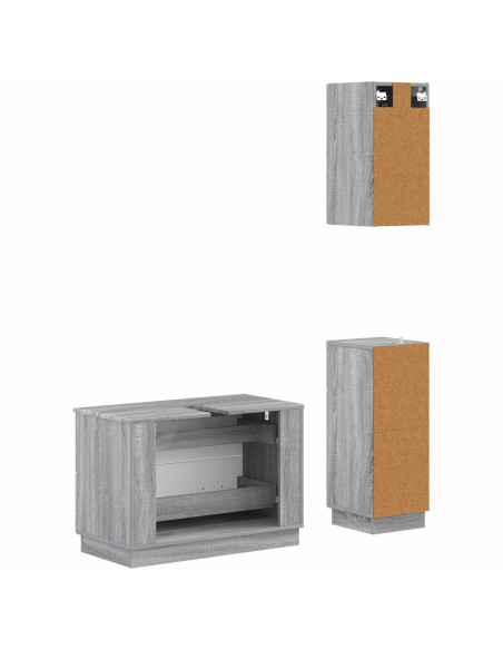 Set di armadietti da bagno in 3 pezzi HOORN Sonoma grigio