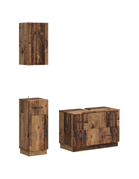 Set di armadietti da bagno in 3 pezzi HOORN Legno antico