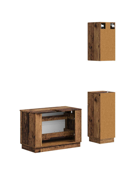 Set di armadietti da bagno in 3 pezzi HOORN Legno antico