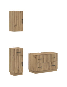 Set di armadietti da bagno in 3 pezzi HOORN Rovere Artigianale