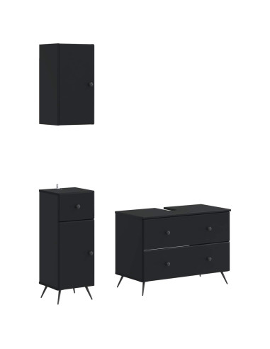 Set di armadietti da bagno in 3 pezzi BREDA Nero