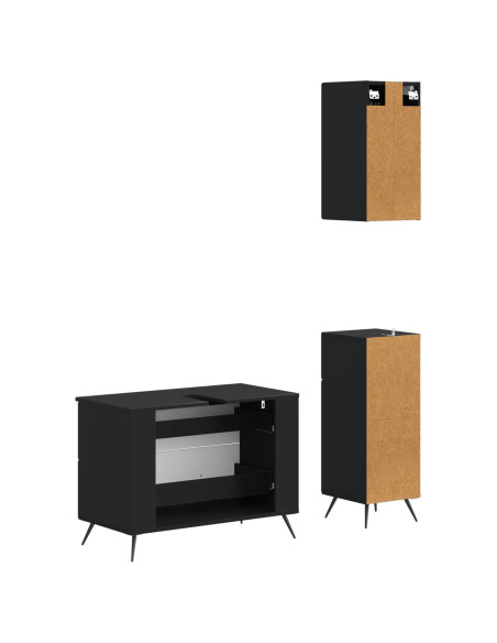 Set di armadietti da bagno in 3 pezzi BREDA Nero