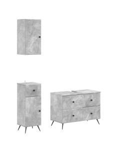 Set di armadietti da bagno in 3 pezzi BREDA Grigio Cemento