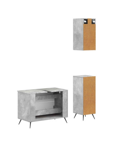 Set di armadietti da bagno in 3 pezzi BREDA Grigio Cemento