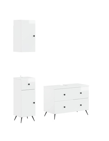 Set di armadietti da bagno in 3 pezzi BREDA Bianco Lucido