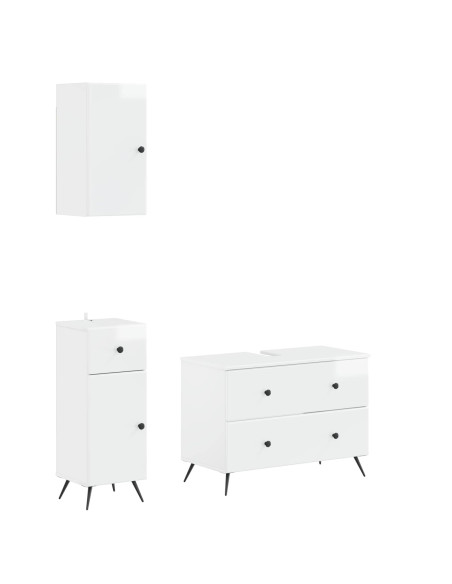 Set di armadietti da bagno in 3 pezzi BREDA Bianco Lucido