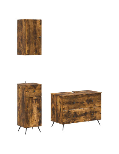 Set di armadietti da bagno in 3 pezzi BREDA Rovere Fumo