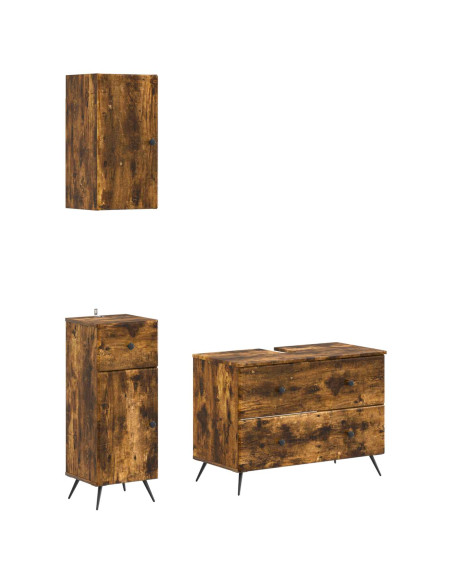 Set di armadietti da bagno in 3 pezzi BREDA Rovere Fumo