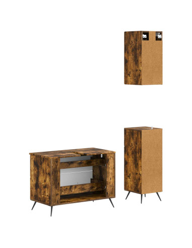 Set di armadietti da bagno in 3 pezzi BREDA Rovere Fumo