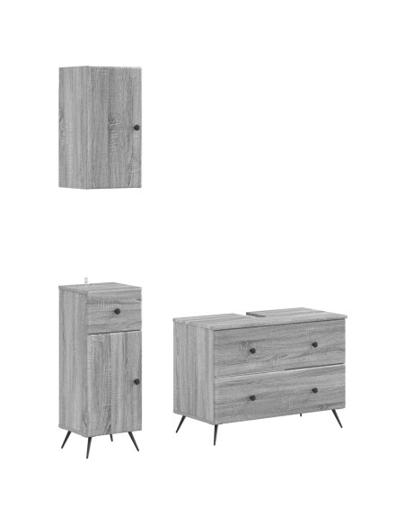 Set di armadietti da bagno in 3 pezzi BREDA Sonoma grigio
