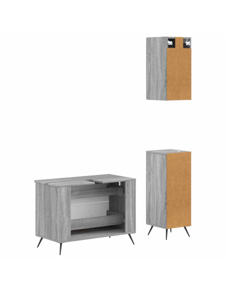 Set di armadietti da bagno in 3 pezzi BREDA Sonoma grigio