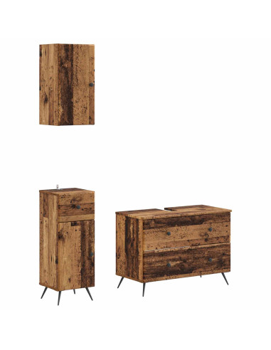 Set di armadietti da bagno in 3 pezzi BREDA Legno antico