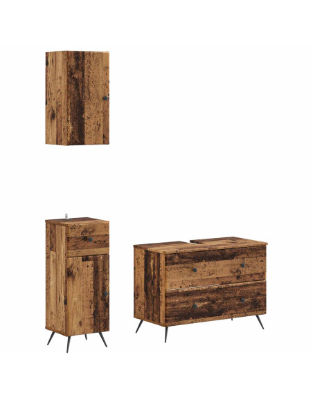 Set di armadietti da bagno in 3 pezzi BREDA Legno antico