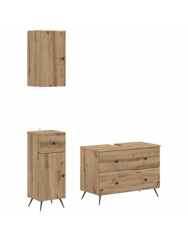 Set di armadietti da bagno in 3 pezzi BREDA Rovere Artigianale