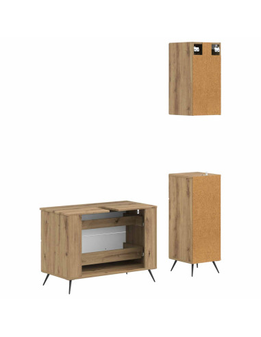 Set di armadietti da bagno in 3 pezzi BREDA Rovere Artigianale