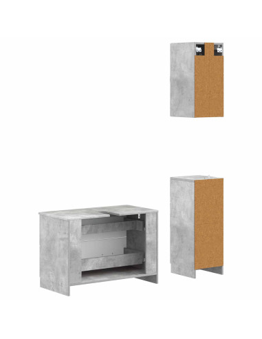 Set di armadietti da bagno in 3 pezzi UTRECHT Grigio Cemento