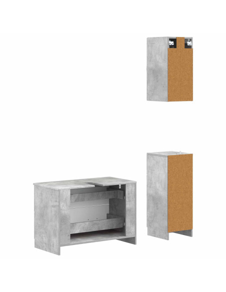 Set di armadietti da bagno in 3 pezzi UTRECHT Grigio Cemento